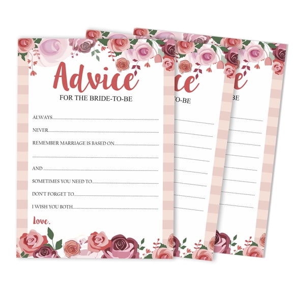 Inkdotpot FloralAdvice And Wishes Set Of 50 Bridal Shower Advice Game ActivityCards
