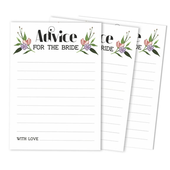 Inkdotpot FloralAdvice And Wishes Set Of 50 Bridal Shower Advice Game ActivityCards