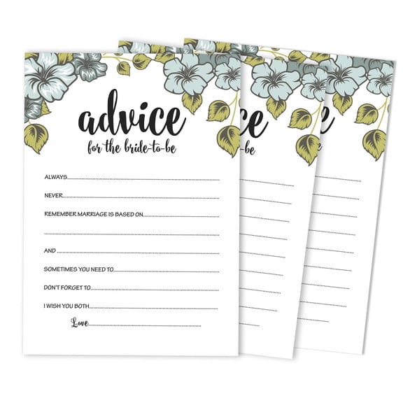 Inkdotpot FloralAdvice And Wishes Set Of 50 Bridal Shower Advice Game ActivityCards