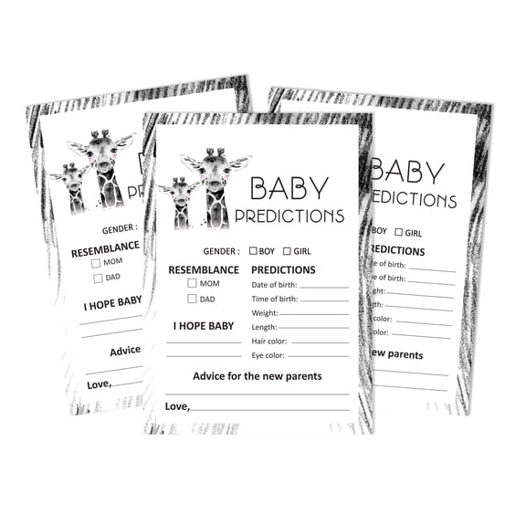 Inkdotpot Giraffe Jungle Animals Party Supplies Set Of 50 Baby ShowerPrediction Cards For Baby Shower Game
