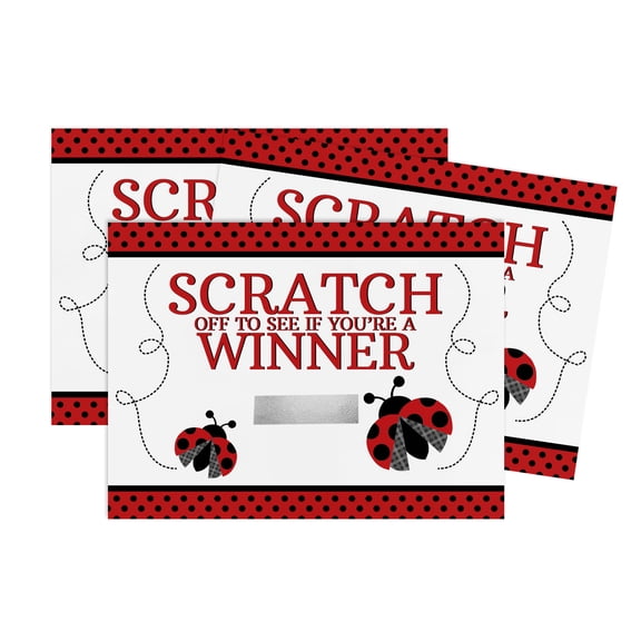 Inkdotpot Girl Baby Shower Scratch Cards, Pack Of 30, Ladybug Theme Scratch Off Cards For Baby Shower Games