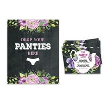 Inkdotpot Girls Night Out Bachelorette Party Panty Game Floral Bridal Shower Game 1 Sign  30 Size CardsPebble Gray