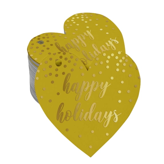 Inkdotpot Gold Foil Paper Hang Tag Happy Holiday Favor Tag 100 Pieces
