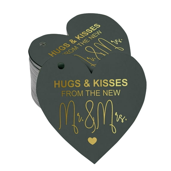 Inkdotpot Gold Foil Paper Hang Tag Hugs & Kisses From The Wedding Favor Tag 50 Pieces