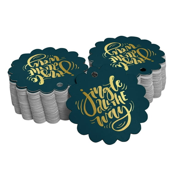 Inkdotpot Gold Foil Paper Hang Tags Jingle All The Way Christmas Favor Tags 100 Pieces