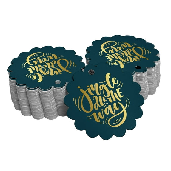 Inkdotpot Gold Foil Paper Hang Tags Jingle All The Way Christmas Favor Tags 100 Pieces