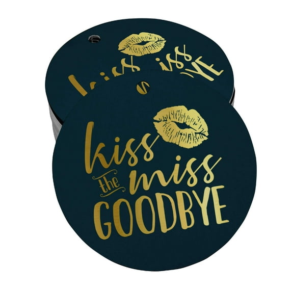 Inkdotpot Gold Foil Paper Hang Tags Kiss The Miss Goodbye Bridal Shower Favor Tags 100 Pieces