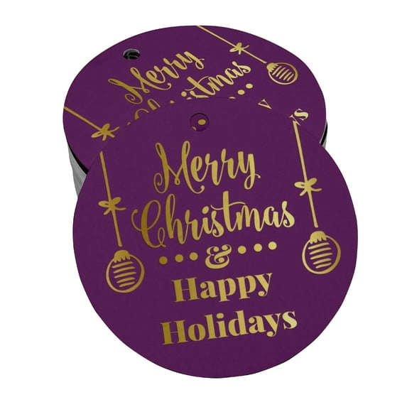 Inkdotpot Gold Foil Paper Hang Tags Merry Christmas & Happy Holiday Favor Tags 50 Pieces