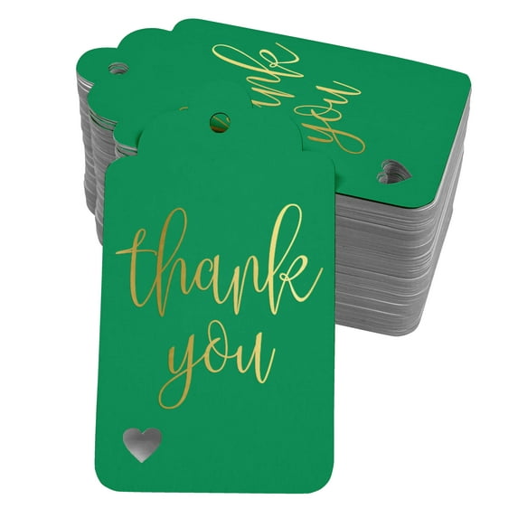 Inkdotpot Gold Foil Paper Hang Tags Thank You Bridal Shower-Baby Shower-Retirement-Wedding-Birthday Favor Tags 50 Pieces