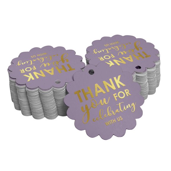 Inkdotpot Gold Foil Paper Hang Tags Thank You For Celebrating With Us Bridal Shower-Baby Shower-Retirement-Wedding-Birthday Favor Tags 100 Pieces