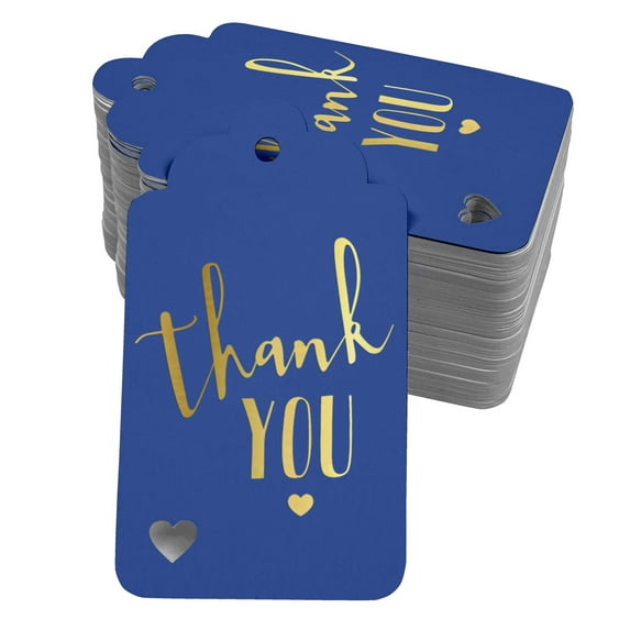 Inkdotpot Gold Foil Paper Hang Tags ThankYou Bridal Shower-Baby Shower-Retirement-Wedding-Birthday Favor Tags 50 Pack