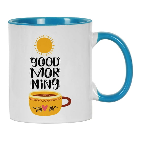 Inkdotpot Good Morning11Oz CeramicCoffeeMug Morning Wish / Greeting Mug Gift For Friends-Blue