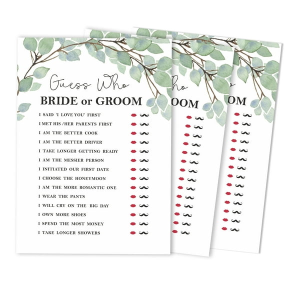 Inkdotpot Greenery 50-Pack?He Said She Said?Cards?For Couples Funny Rehearsal Dinner Guessing Question?Bridal Shower Engagement Party?Game?Ideas
