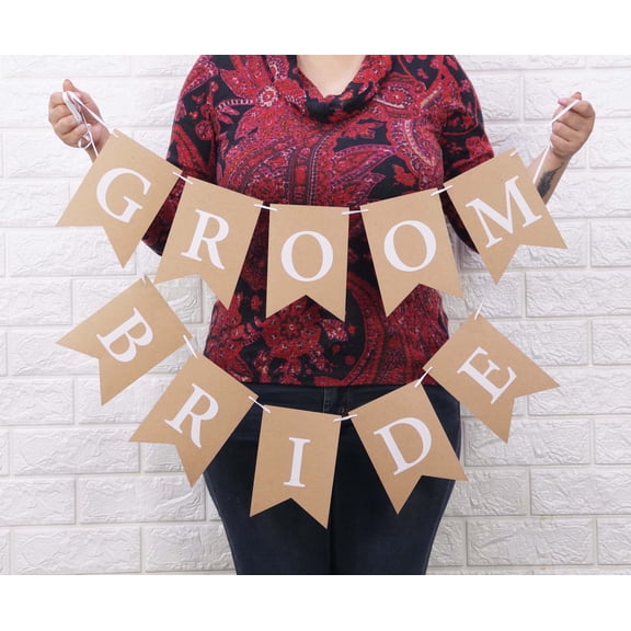 Inkdotpot Groom & BrideKraft Pre Strung Bunting Photo Booth Props Sign Party Decoration DIY Wedding Banner