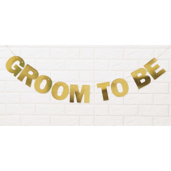 Inkdotpot Groom to Be Metallic Gold Pre Strung Bunting Photo Booth Props Sign Party Decoration DIY Wedding Banner