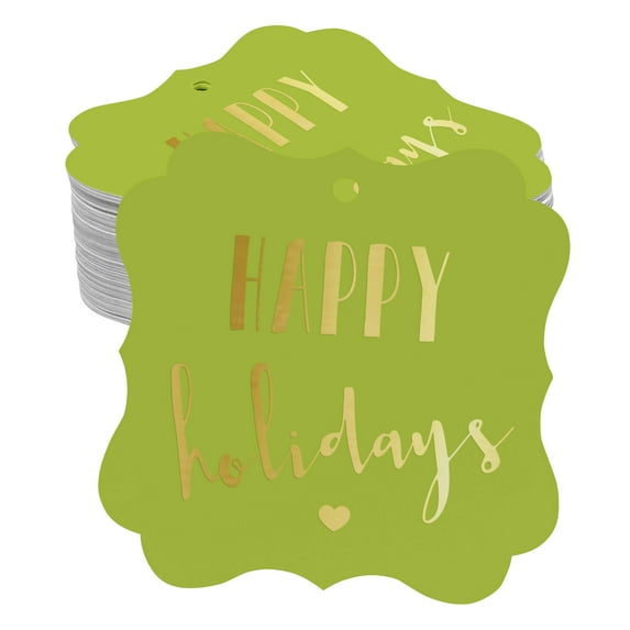 Inkdotpot Hang Tags Happy Holiday Favor Bracket Shape Gift Tags Real Gold Foil Bonbonniere Tag Pack Of 50
