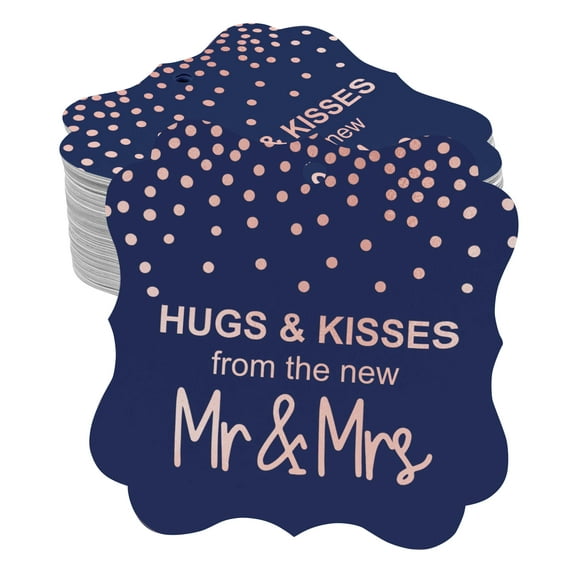 Inkdotpot Hang Tags Hugs & Kisses From The New Wedding Favor Bracket Shape Gift Tags Real Rose Gold Foil Bonbonniere Tag Pack Of 100