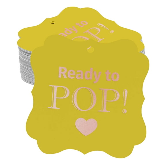 Inkdotpot Hang Tags Ready To Pop Baby Shower Favor Bracket Shape Gift Tags Real Rose Gold Foil Bonbonniere Tag Pack Of 50
