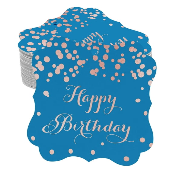 Inkdotpot Happy Birthday Bottle Tag Real Rose Gold Foil Favor Bracket Shape Hang Tags Pack Of 50