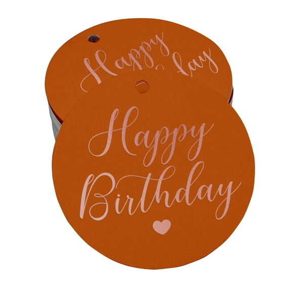Inkdotpot Happy Birthday Bottle Tag Real Rose Gold Foil Favor Hang Tag 50 Pack