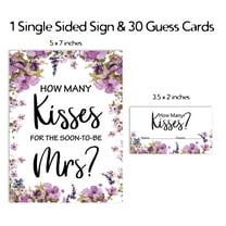 Inkdotpot How Many Kisses For The Soon To Be Mrs Floral White 1 Sign   30 Cards Bridal Shower Game