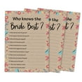 thumbnail image 1 of Inkdotpot How Well Do You Know The Bride Bridal Shower Bachelorette PartyGameActivityCards 50-PackRustic Kraft FloralWho Know The Bride Best, 1 of 7