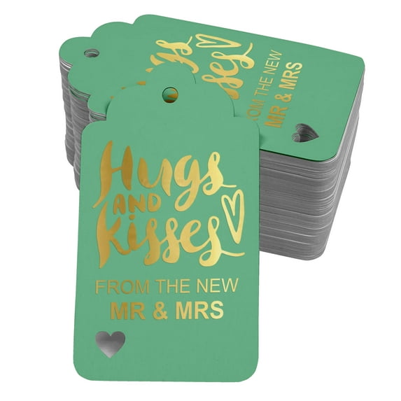 Inkdotpot Hugs And Kisses From The New Wedding Bottle Tag Real Gold Foil Favor Hang Tags Pack Of 50