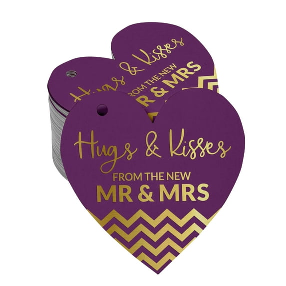 Inkdotpot Hugs & Kisses From The Wedding Bottle Tag Real Gold Foil Favor Hang Tag 50 Pack