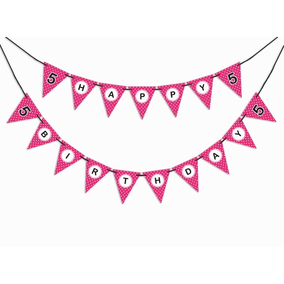 Inkdotpot I Am FiveReady To HangHappy Birthday Sign Polka DotBirthday BuntingParty Supplies For Boy