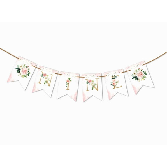 Inkdotpot I Am NinePaper Pennant BannerFor Boy Happy Birthday Sign FloralsBirthday Party Decorations
