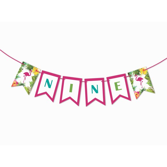 Inkdotpot I Am NinePaper Pennant BannerFor Boy Happy Birthday Sign TropicalBirthday Party Decorations