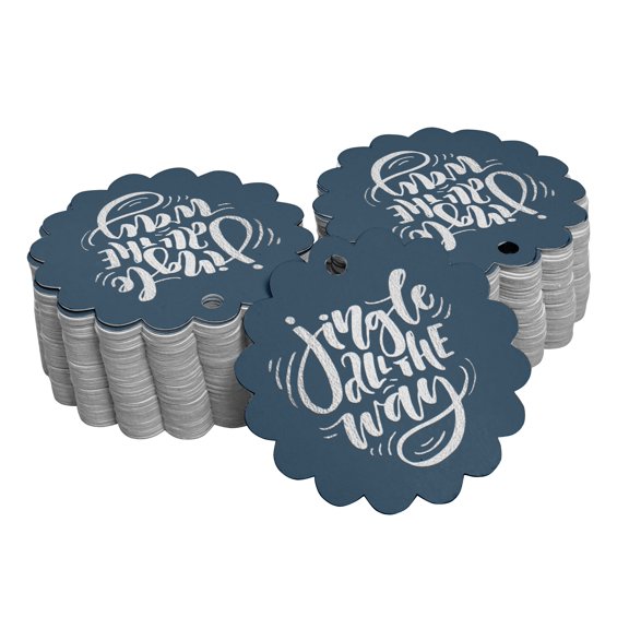 Inkdotpot Jingle All The Way Christmas Bottle Tag Real Silver Foil Favor Hang Tags Pack Of 100