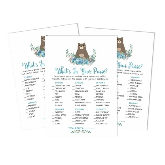 Inkdotpot Jungle Animals 50 Sheets What'sIn Your PurseBaby Shower GameCards Its A Boy Its A Girl Activity CardsPartyIdea Baby Shower Party Supply