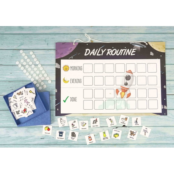 Inkdotpot Kids Daily Responsibility Checklist, Hanging Chore Chart- Childrens Job Poster- Morning/Evening Daily Routine- Daily Task List-OPU