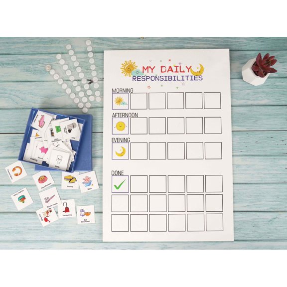 Inkdotpot Kids Daily Responsibility Checklist, To-Do list- Daily Routine- Chore Chart- Morning/Evening Checklist- Daily Task List- Childrens Job Poster-BR
