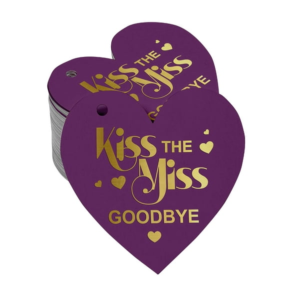 Inkdotpot Kiss The Miss Goodbye Bridal Shower Bottle Tag Real Gold Foil Favor Hang Tag 50 Pack