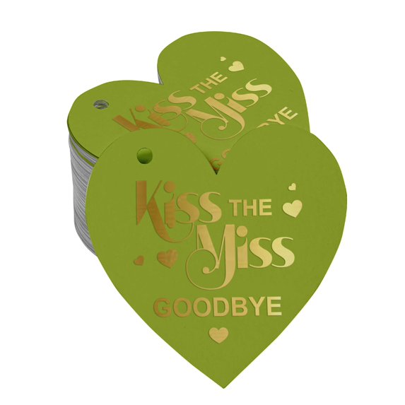 Inkdotpot Kiss The Miss Goodbye Bridal Shower Bottle Tag Real Gold Foil Favor Hang Tags Pack Of 50