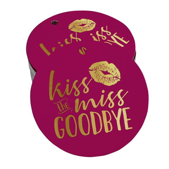 Inkdotpot Kiss The Miss Goodbye Bridal Shower Bottle Tag Real Gold Foil Favor Hang Tags Pack Of 50