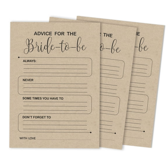 Inkdotpot Kraft RusticAdvice And Wishes Set Of 50 Bridal Shower Advice Game ActivityCards