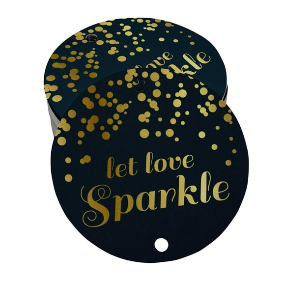 Inkdotpot Let Love Sparkle Wedding Bottle Tag Real Gold Foil Favor Hang Tags Pack Of 100