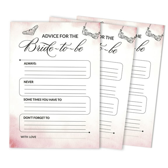 Inkdotpot Lingerie ShowerAdvice And Wishes Set Of 50 Bridal Shower Advice Game ActivityCards