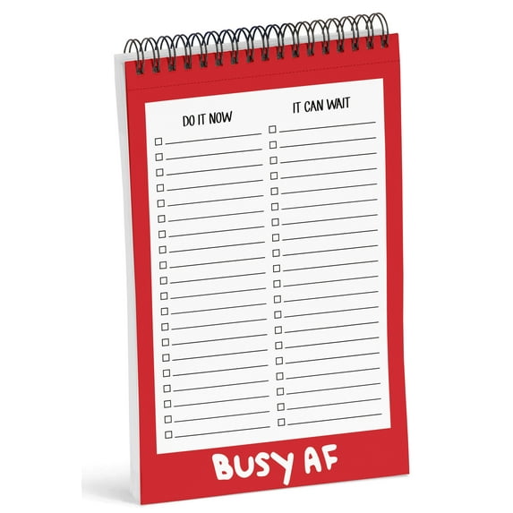 Inkdotpot To Do List Notepad 6 X 9 Paper Stationery, Busy AF To Do List Spiral Notepad Daily Checklist- Motivational Organizer Planner List Pad- Notepad Tear Off (50 Sheets)