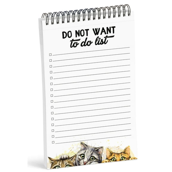 Inkdotpot To Do List Notepad 6 X 9 Paper Stationery, Cat Spiral Notepad Daily Checklist- Motivational Organizer Planner List Pad- Notepad Tear Off (50 Sheets)