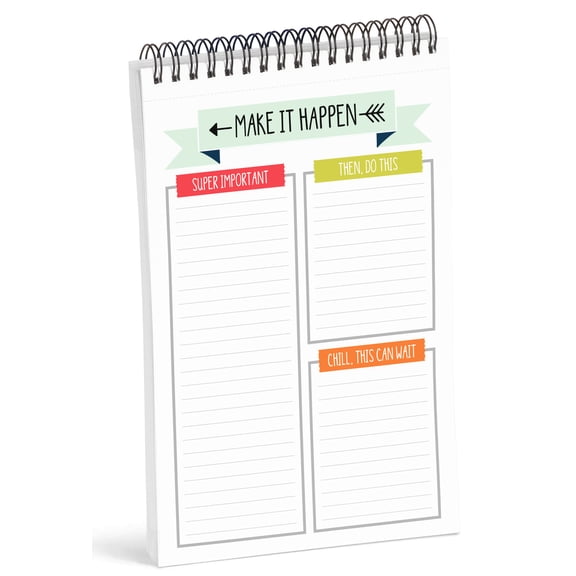 Inkdotpot To Do List Notepad 6 X 9 Paper Stationery, Elegant Spiral Notepad Daily Checklist- Motivational Organizer Planner List Pad- Notepad Tear Off (50 Sheets)