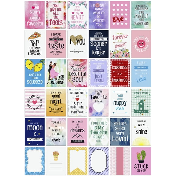 Inkdotpot Lunch Box Notes For Husband/ Boyfriend, Adult Romantic Cards, Pack of 36, AssortedLoveDesigns, Fun Lunch Notes (Love Theme For Adults)