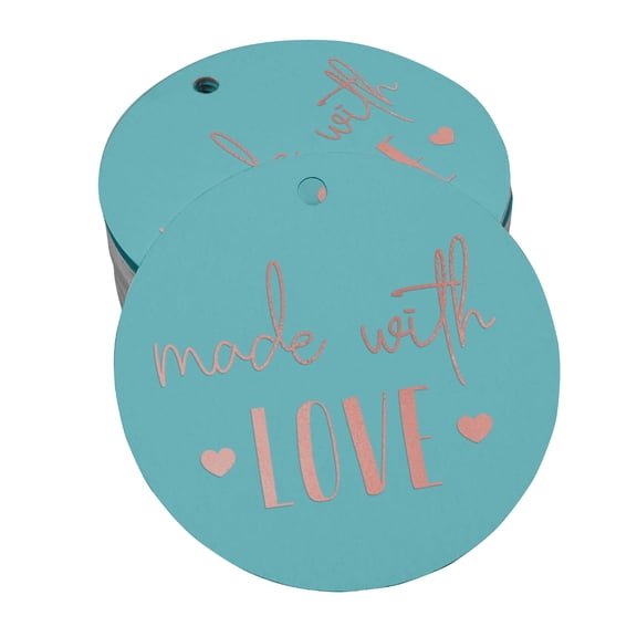 Inkdotpot Made With Love Text Bottle Tag Real Rose Gold Foil Favor Hang Tags 100 Pack