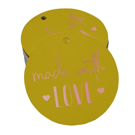 Inkdotpot Made With Love Text Bottle Tag Real Rose Gold Foil Favor Hang Tags 100 Pack