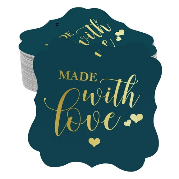 Inkdotpot Made With Love Wedding Bottle Tag Real Gold Foil Favor Bracket Shape Hang Tags Pack Of 100