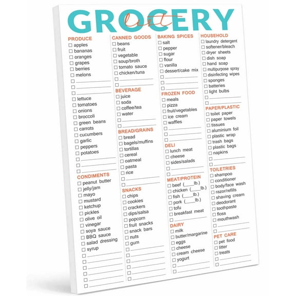 Inkdotpot Magnetic Grocery List Notepad Grocery Shopping List Blank, Portable Size 6 x 9 inches - 54 Page Weekly Grocery Shopping Planner