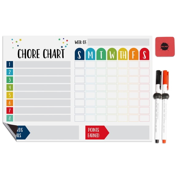 Inkdotpot MagneticWhiteboard Chore Chart ChoreChart ForRefrigerator- Dry Erase Behavior Chart For Kids Responsibility ChartWith 2 Fine Tip Marker & Eraser